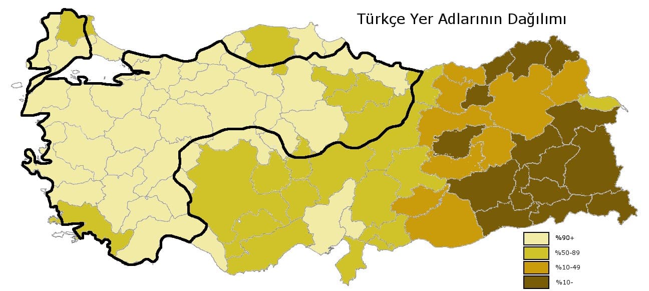 Türkçe Yer Adlarının Dağılımı - 20. Yüzyıl Başı